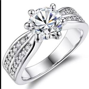2 CT Solitaire CZ Diamond Silver Engagement Ring